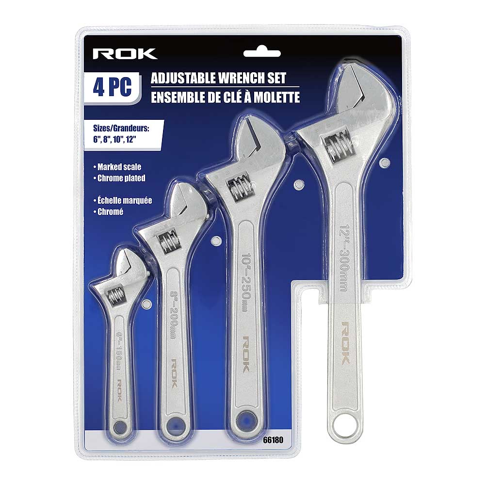 ROK 4pc Adjustable Wrench Set
