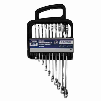 ROK 10pc SAE Cr-V Extra Long Combination Wrench Set