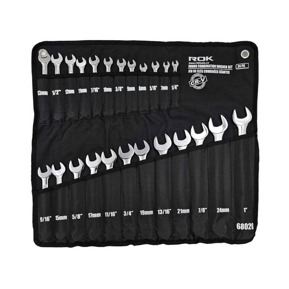 ROK 68020 24pc SAE/Metric CrV Jumbo Conbination Wrench Set