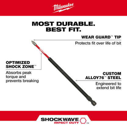 Milwaukee 48-32-4809 SHOCKWAVE Impact Duty 6 inch x #3 Square Power Bit