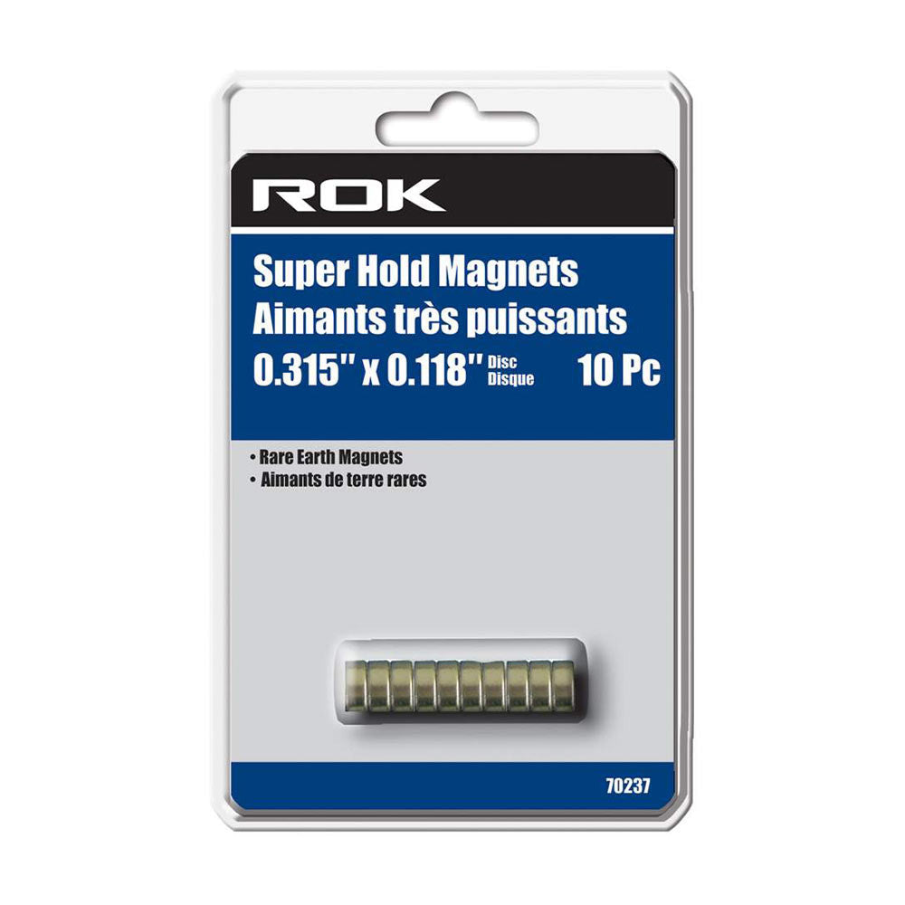 ROK 70237 0.315 Inch x 0.118 Inch Super Hold Disc Magnets - 10pk