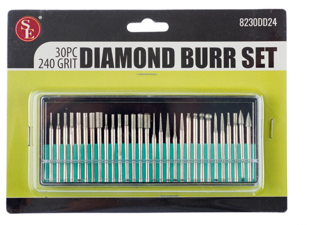 Sona 30pc Assorted 40 Grit Diamond Burr Set - 1/8in Shank
