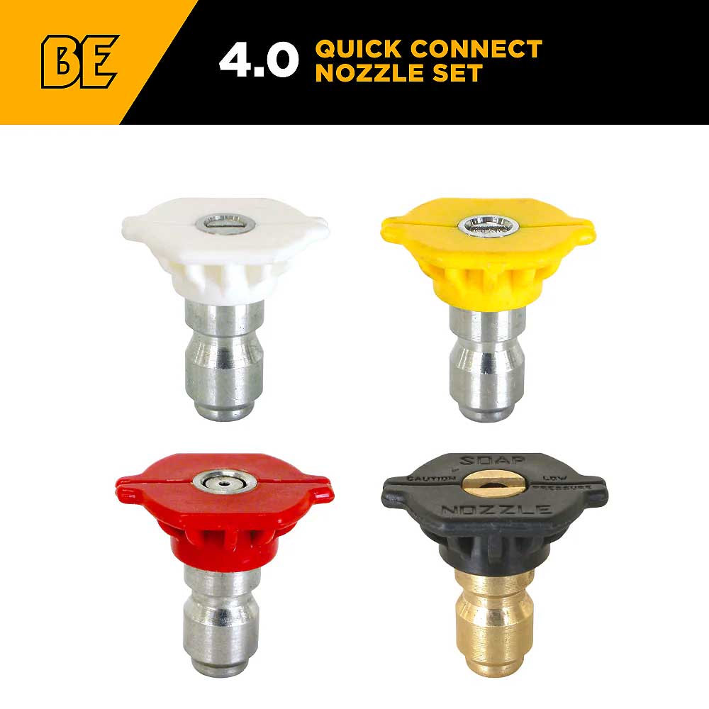 BE 040 Quick Connect Pressure Washer Nozzle Spray Tips Set - 4pk
