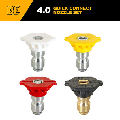 BE 040 Quick Connect Pressure Washer Nozzle Spray Tips Set - 4pk