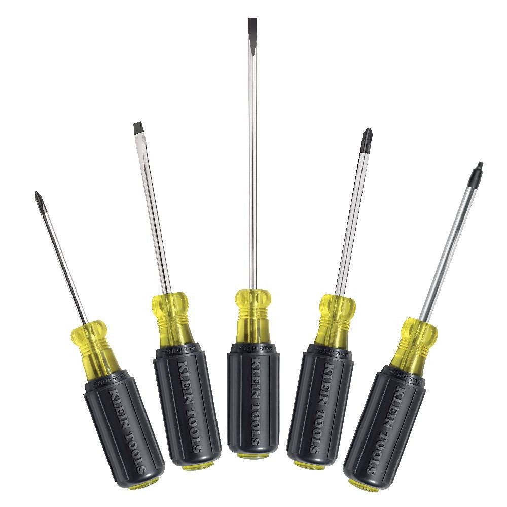 Klein Tools 85445 5pc Slotted, Phillips and Square Screwdriver Set