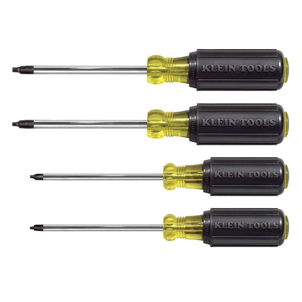 Klein Tools 85664 4pc Square-Recess Round Shank Screwdriver Set