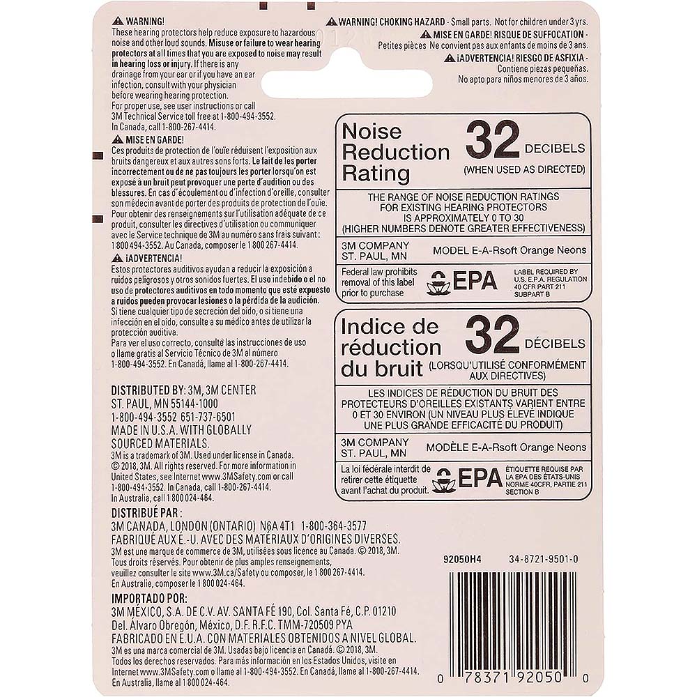 3M Lawn and Garden Disposable Earplugs - 4 Pairs