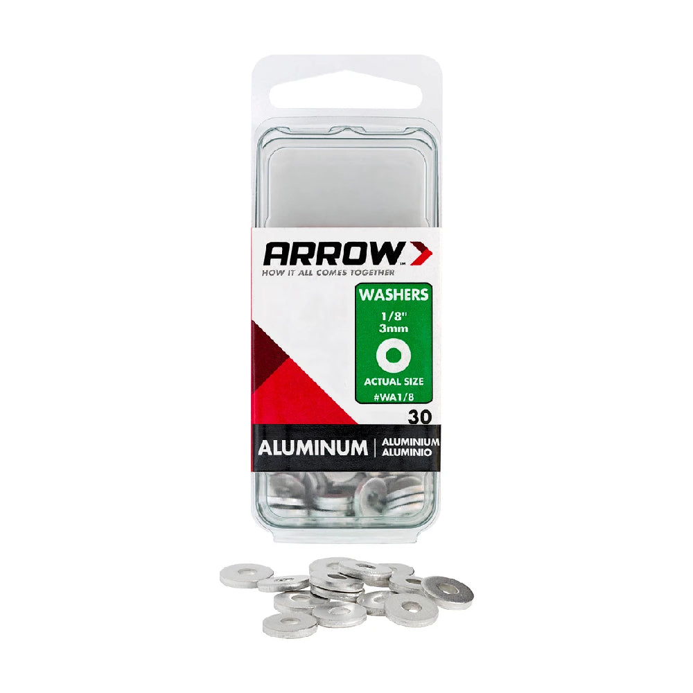 Arrow 1/8in Aluminum Washers - 30pk