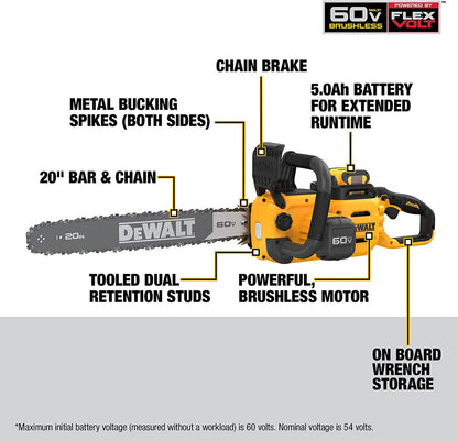 DeWalt DCCS677Z1 60V MAX 20 inch Brushless Chainsaw Kit
