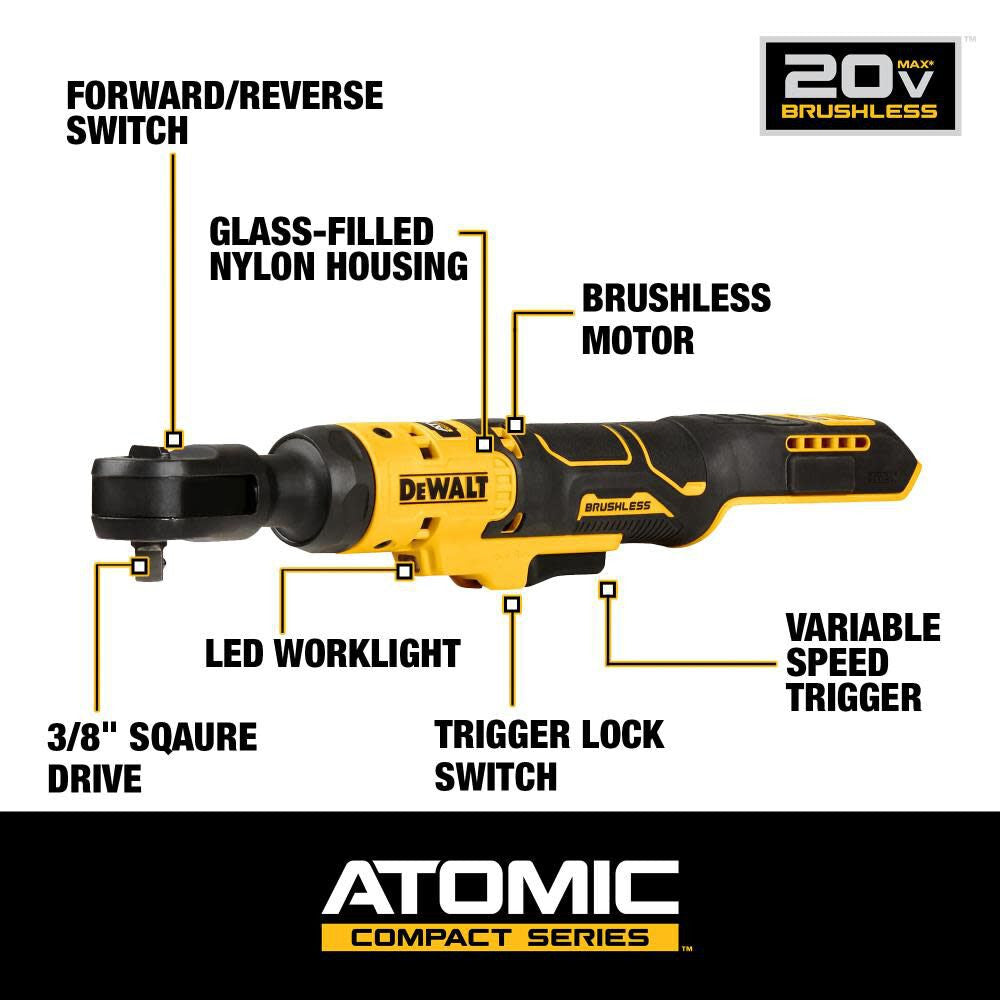 DeWalt DCF513B 20V MAX ATOMIC Brushless Cordless 3/8 Inch Ratchet (Tool Only)