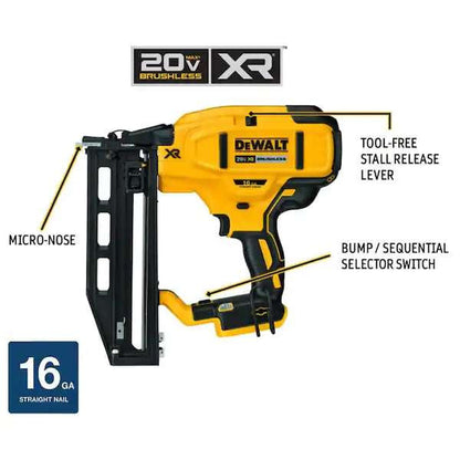 DeWalt DCN662B 20V MAX XR 16 Gauge Cordless Straight Finish Nailer (Tool Only)