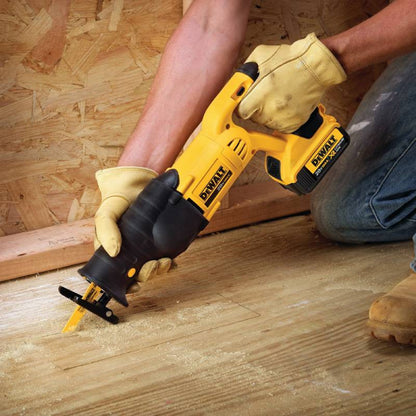 DeWalt DCS380B 20V MAX Cordless Reciprocating Saw (Tool Only) cutting plywood flooring