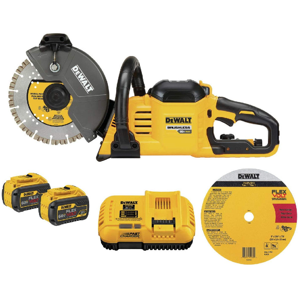 DeWalt DCS692X2 FLEXVOLT 60V MAX Brushless Cordless 9 Inch Cut Off Saw Kit