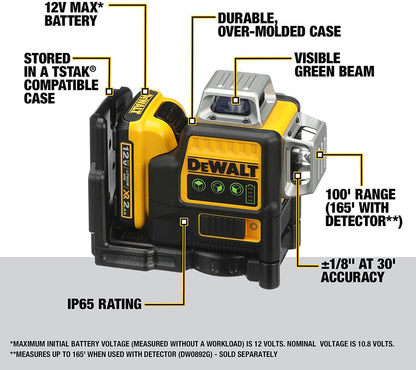 DeWalt DW089LG 12V MAX 3 x 360 Degree Green Line Laser