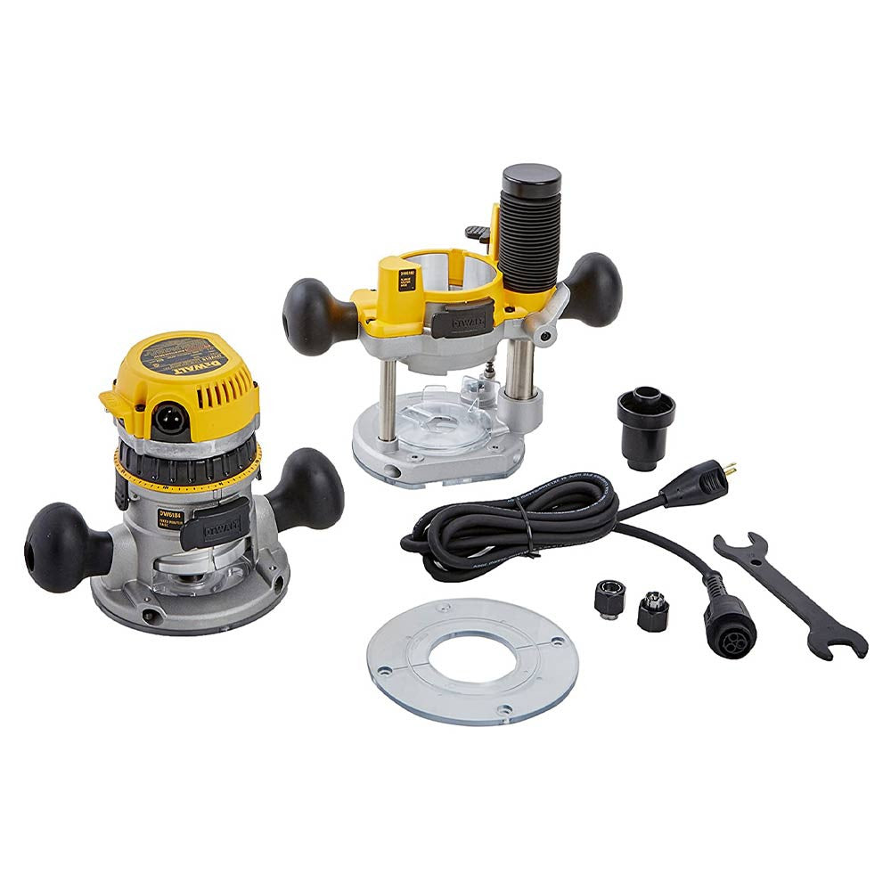 DeWalt DW618PK 2-1/4 HP EVS Fixed Base / Plunge Router Combo Kit with Soft Start