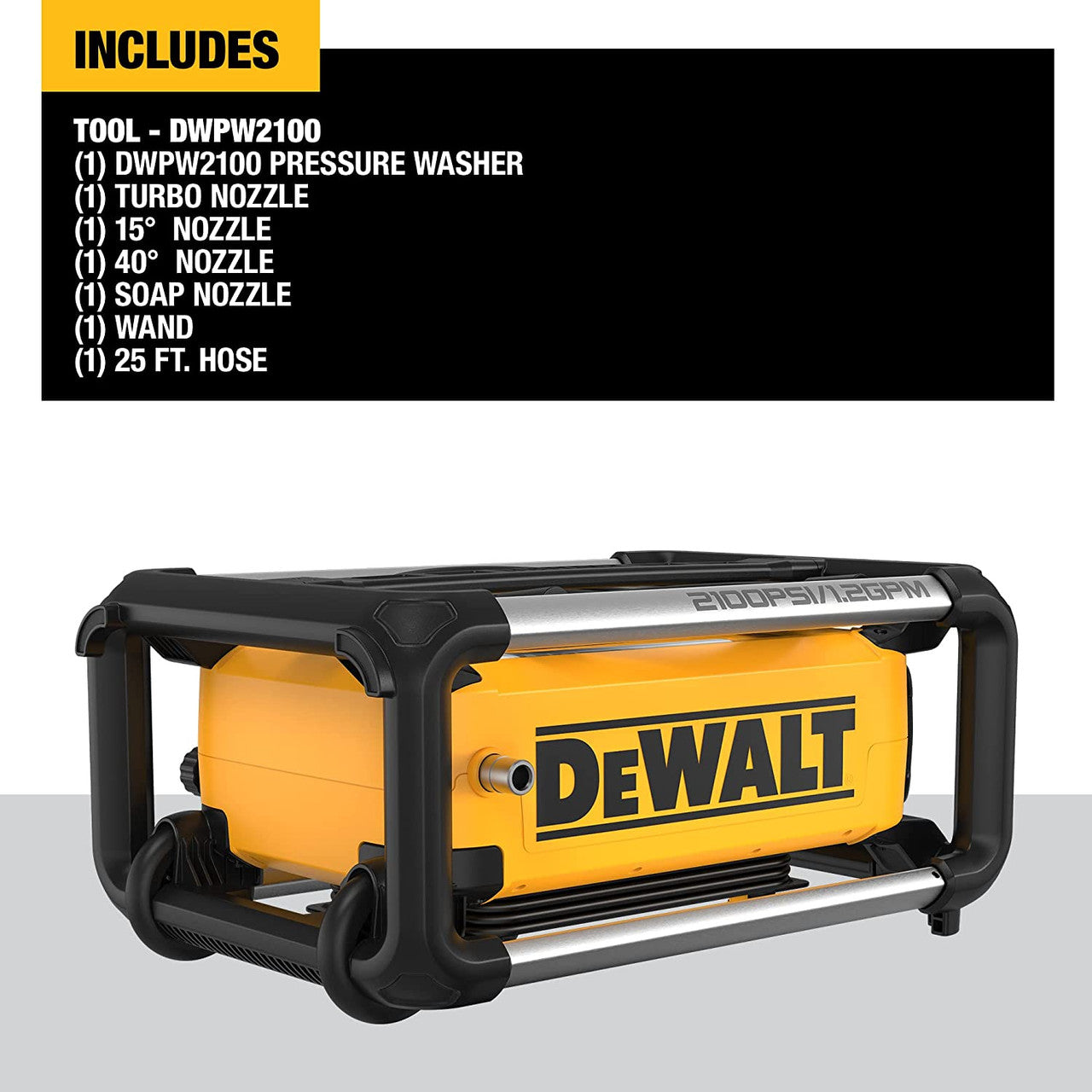 DeWalt DWPW2100 13 AMP 2100 PSI 1.2 GPM Electric Pressure Washer
