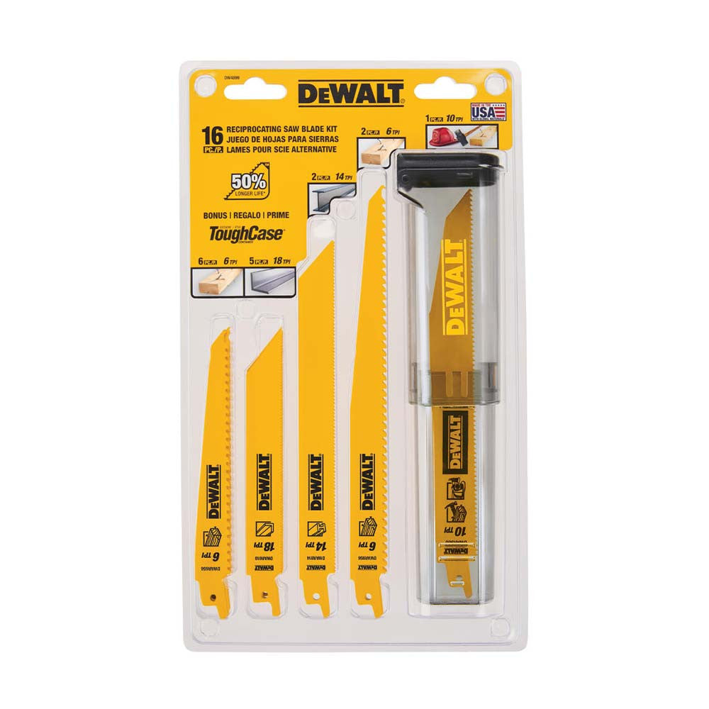 DeWalt DW4899 16pc Bi-Metal Reciprocating Saw Blade Kit