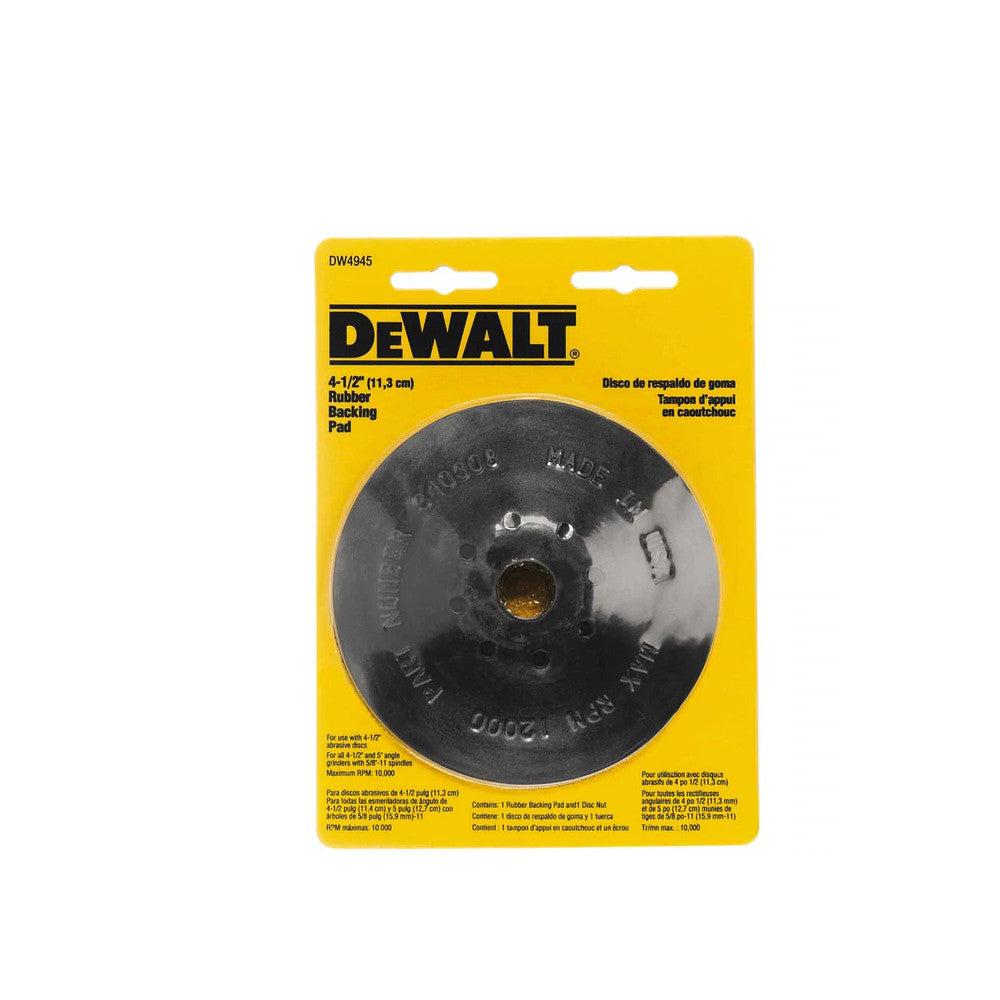DeWalt DW4945 4-1/2 Replacement Rubber Backing Pad with 5/8-11 Locking Nut