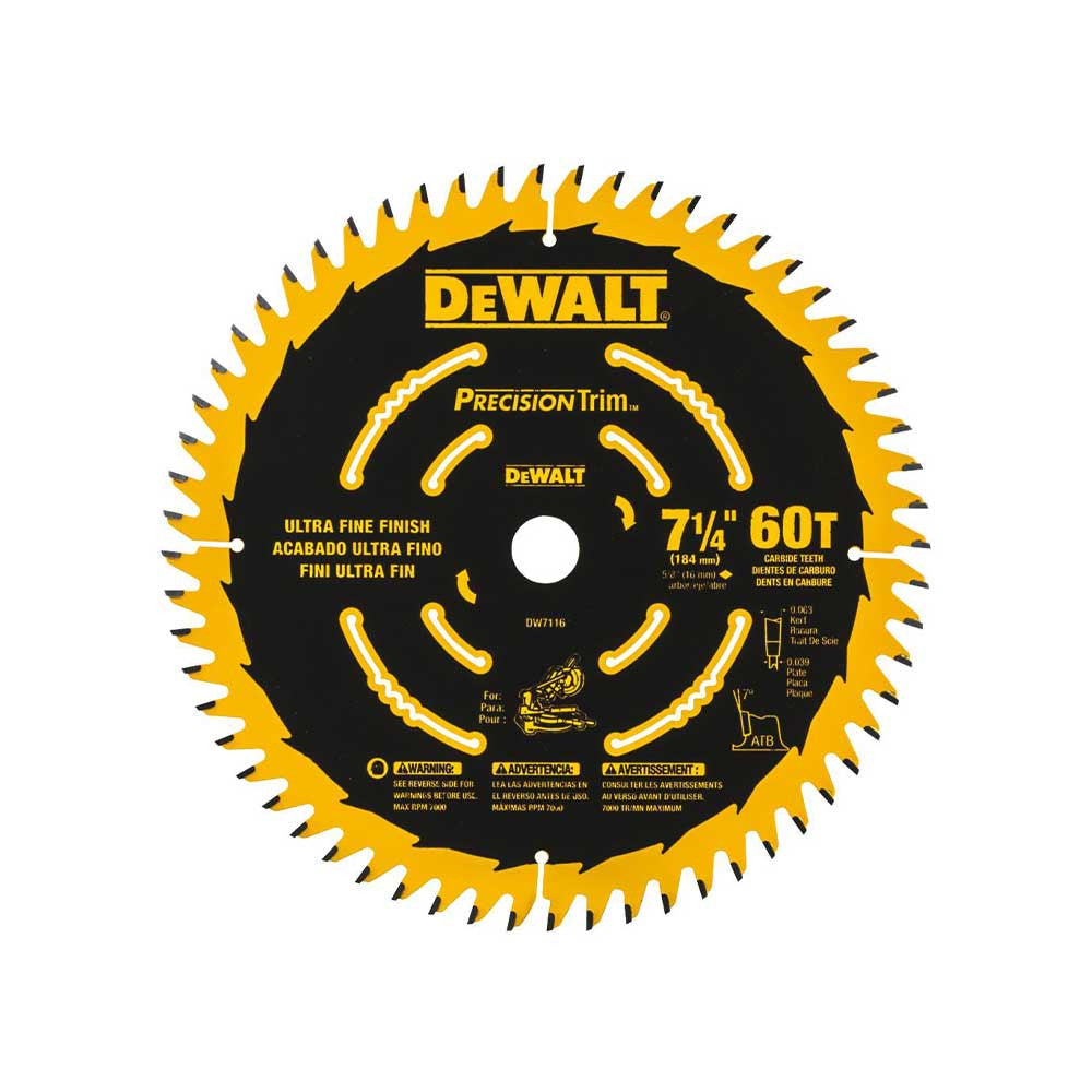 DeWalt 7-1/4 Inch 60T Ultra-Fine Precision Trim Mitre Saw Blade