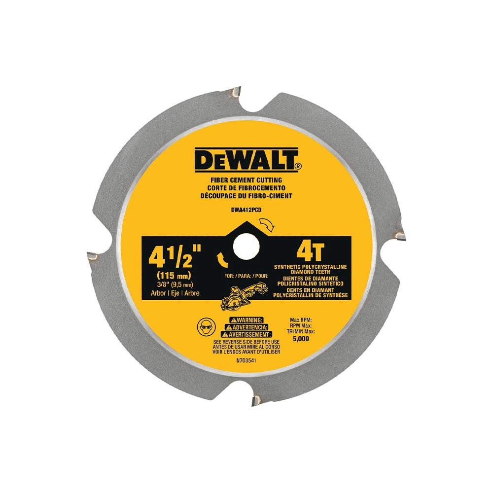 DeWalt DWA412PCD 4-1/2 inch 4T Fibre Cement Cutting Circular Saw Blade