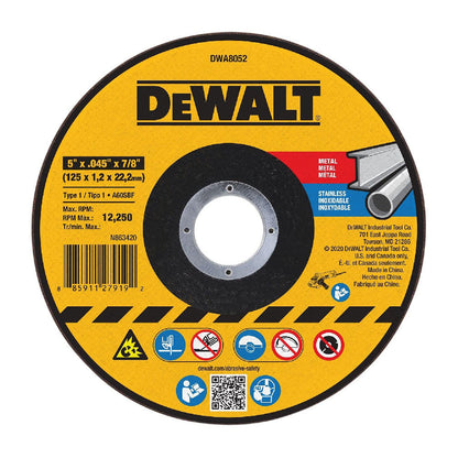 DeWalt DWA8052 5 inch x .062 inch Metal Cutting Wheel