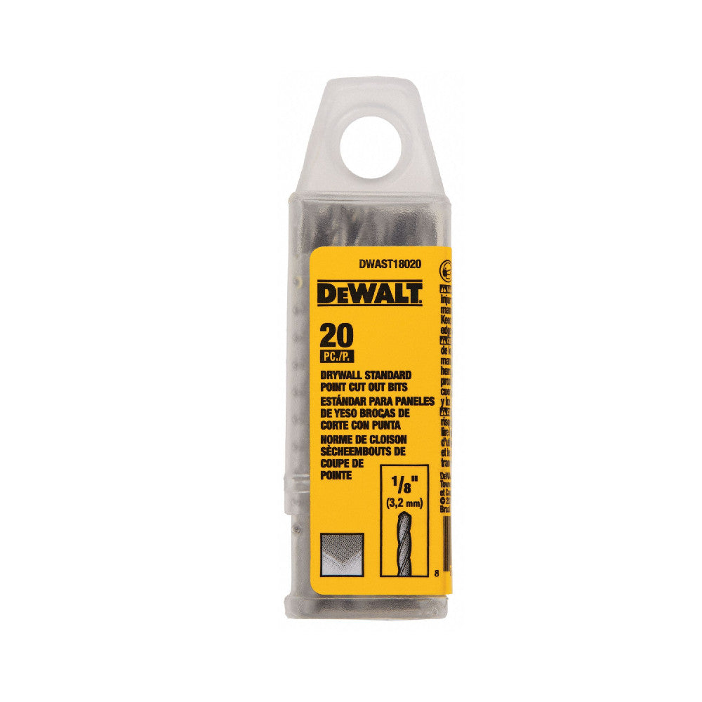 DeWalt DWAST18020 1/8 Inch Drywall Standard Point Cut Out Bits - 20pk