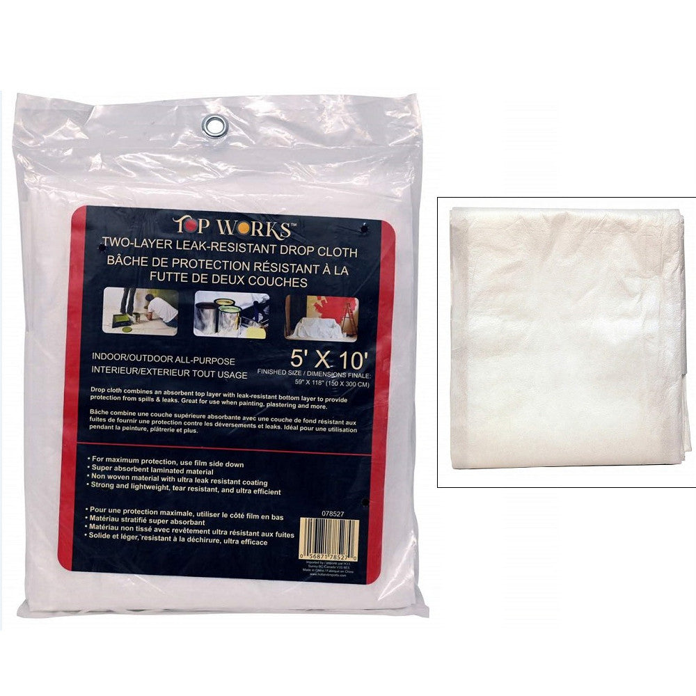 Top Works MOD-078527 5 ft. x 10 ft.Two-Layer Leak-Resistant Drop Cloth