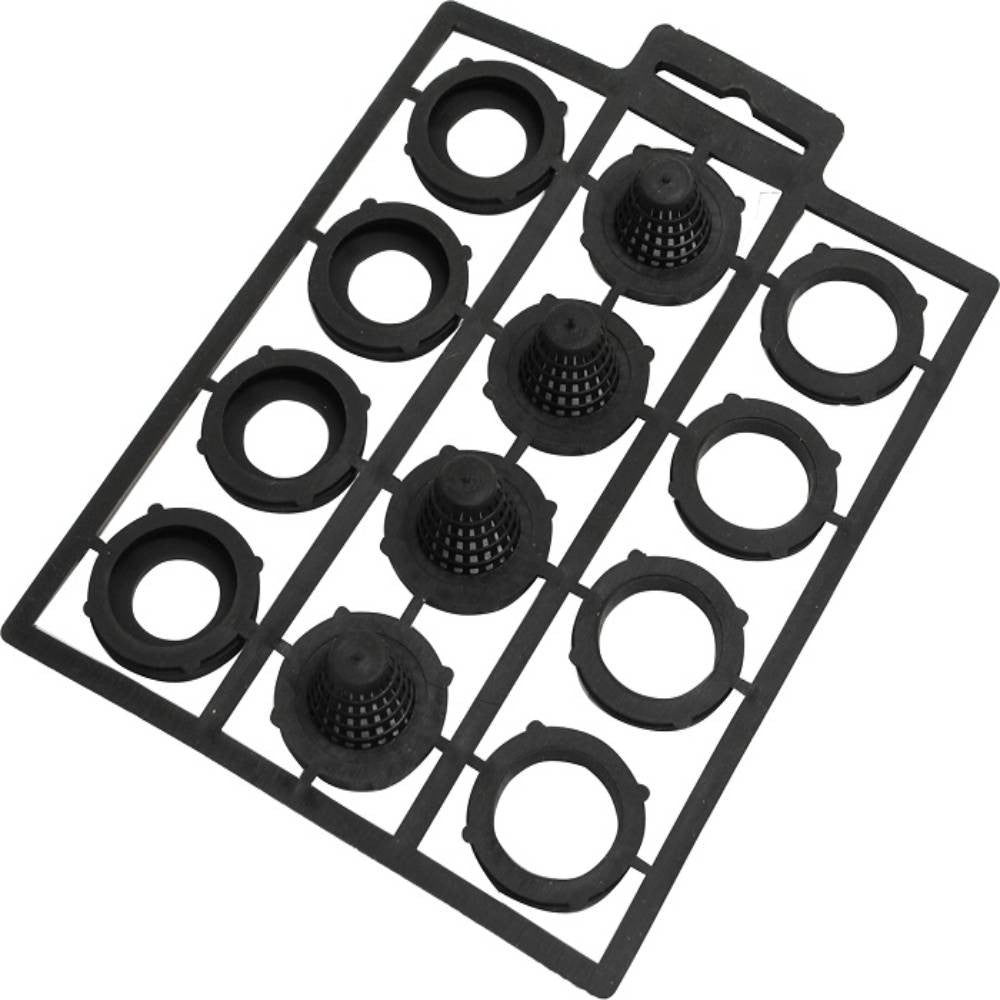 Holland Greenhouse N000420 12pc Assorted Plastic Hose Washers showing all washers attached