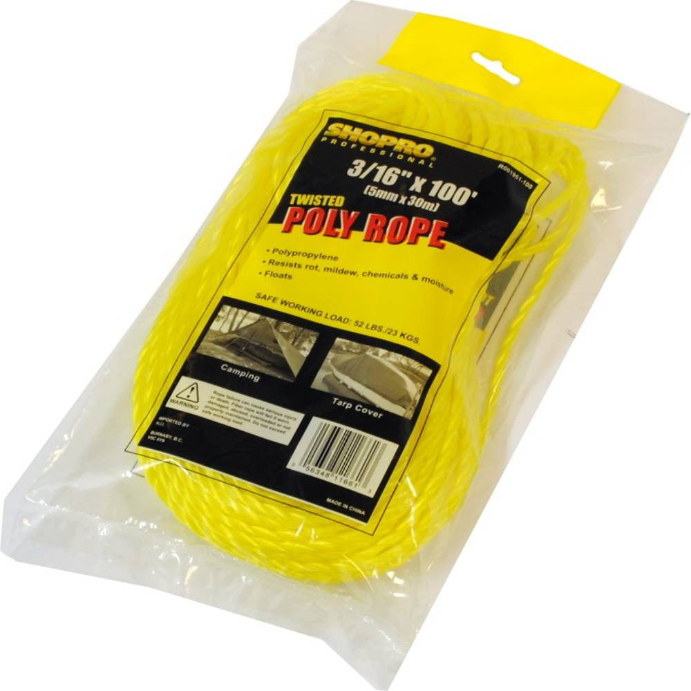 SHOPRO R001951-100 3/16in x 100' Twisted Poly Rope