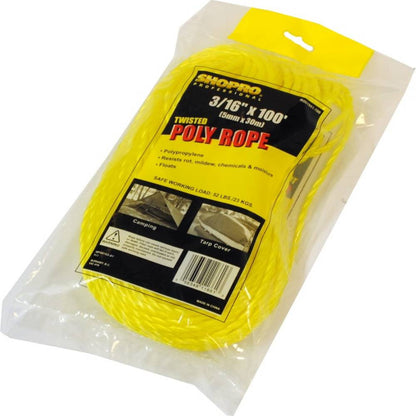 SHOPRO R001951-100 3/16in x 100' Twisted Poly Rope