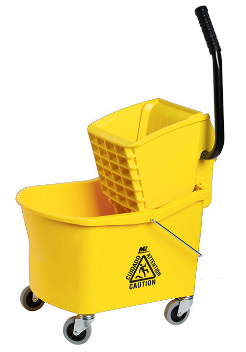M2 30L Grizzly Mop Bucket with Side Press Wringer - Yellow