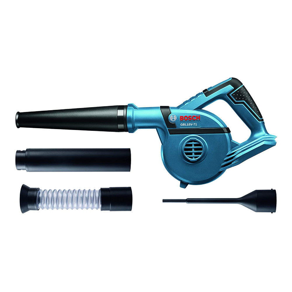 Bosch GBL18V-71N 18V Blower (Tool Only), nozzle extension, small-diameter nozzle, and debris-collection tube