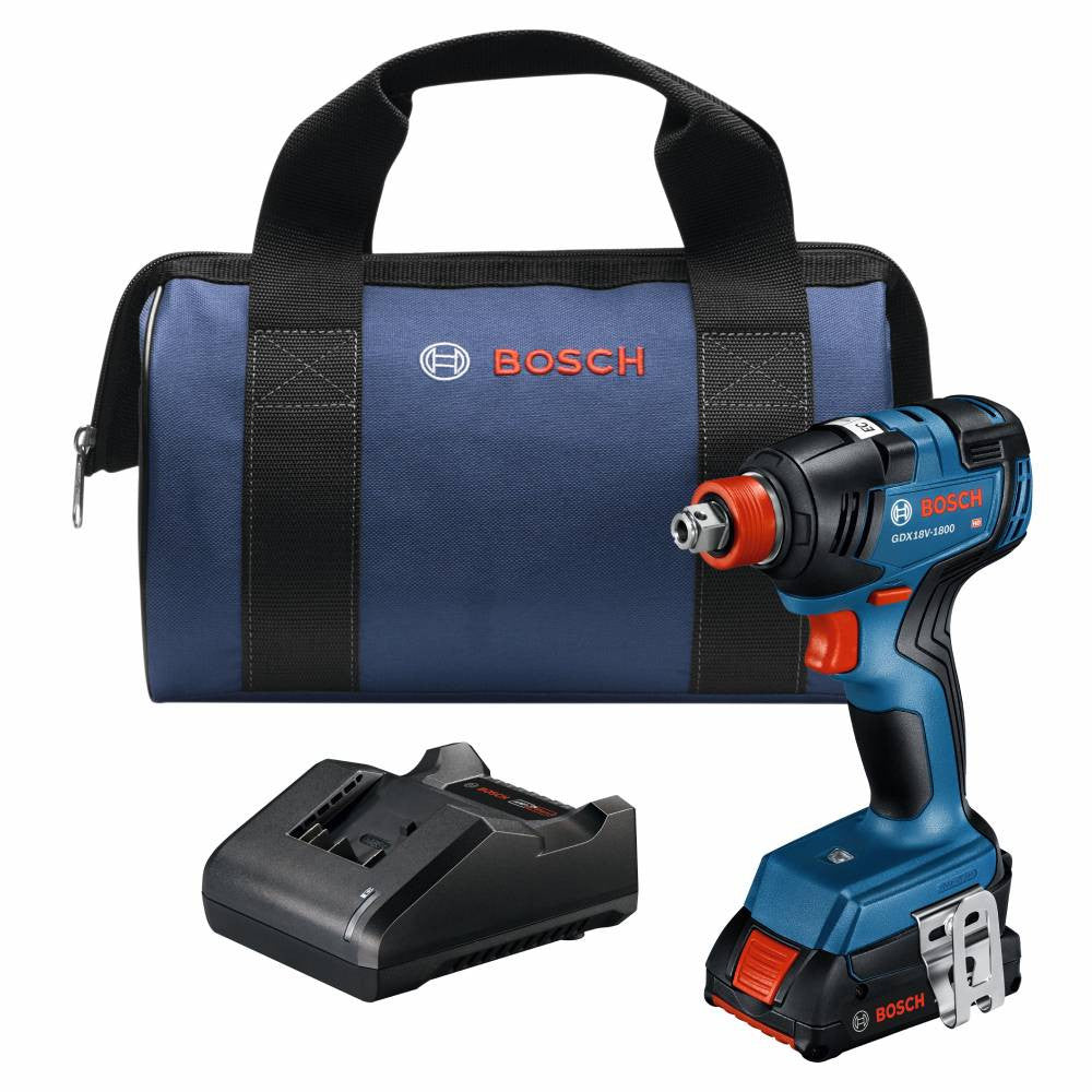 Bosch GDX18V-1800B12 18V Two-In-One 1/4 inch and 1/2 inch Bit/Socket Impact Driver/Wrench Kit