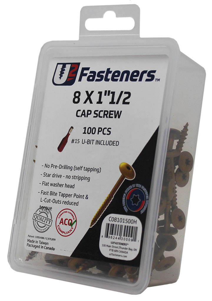 U2 Fasteners Cap Screws 8 x 1-1/2in - 100pk