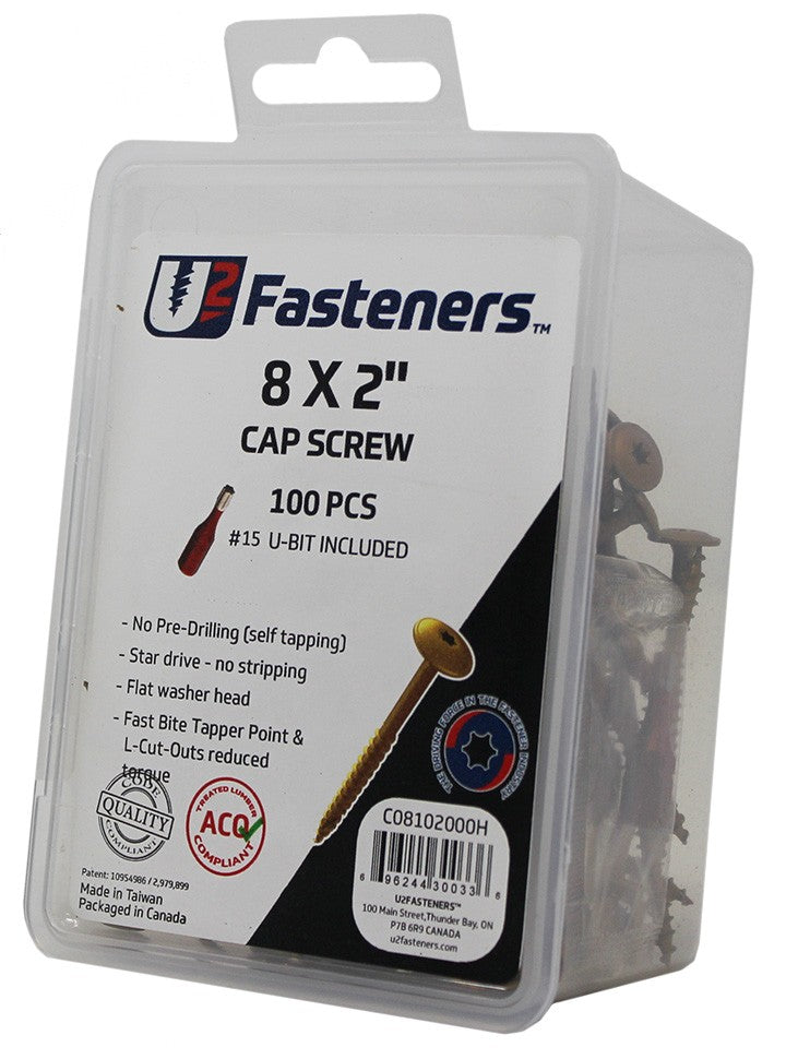 U2 Fasteners Cap Screws 8 x 2in - 100pk