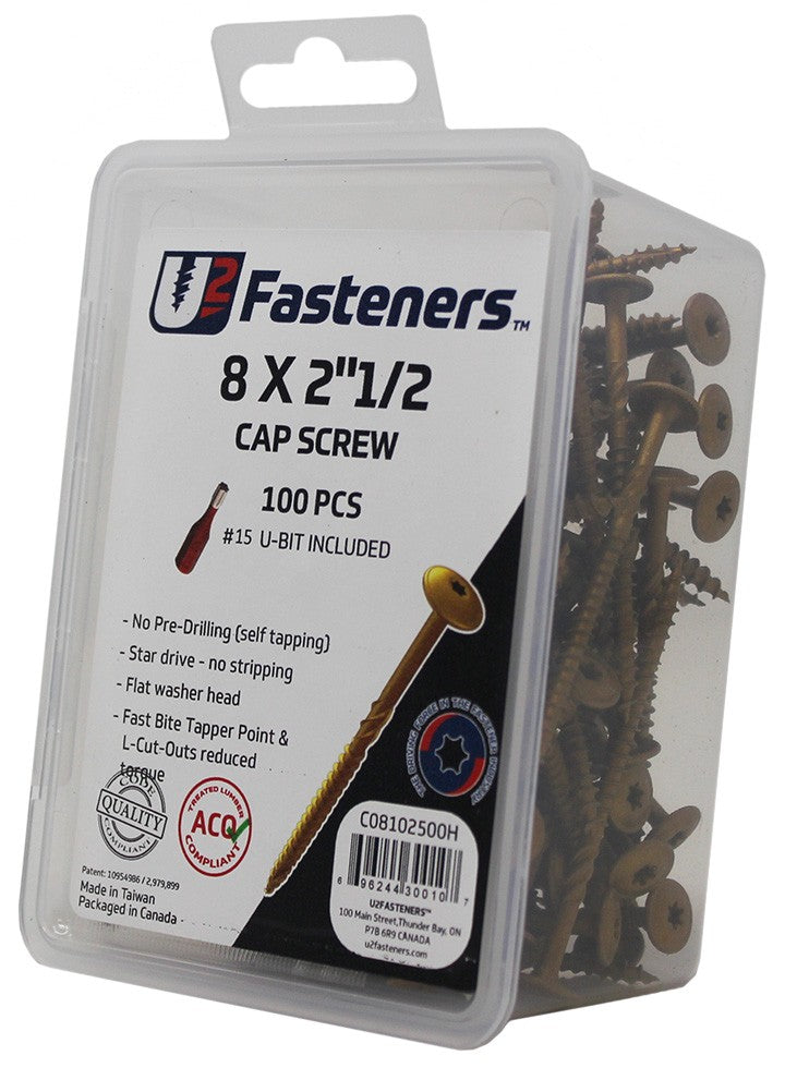 U2 Fasteners Cap Screws 8 x 2-1/2in - 100pk