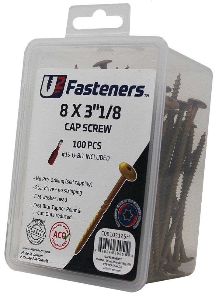 U2 Fasteners Cap Screws 8 x 3-1/8in - 100pk