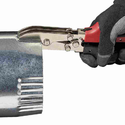 Malco C5R Blade Hand Crimper in use crimping the end of ducting