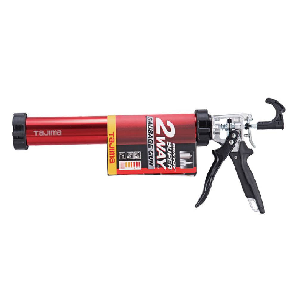 Tajima CNV-FSP600 Convoy Super Sausage Gun 2-Way Caulk Gun showing caulking gun in packaging