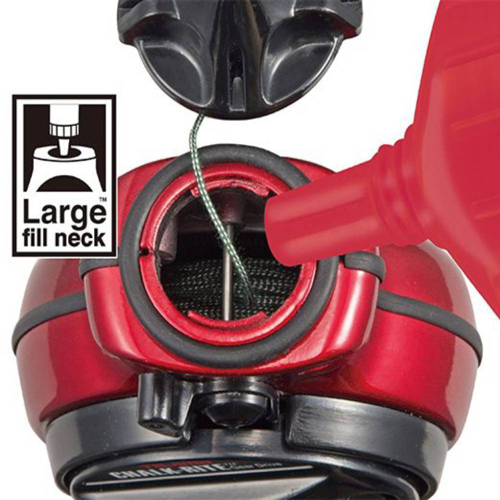 Tajima CR211SFR 100' Chalk-Rite Sturdy Extra Bold Chalk Line Reel - Red showing refill port