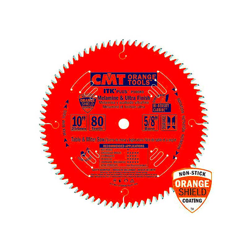 CMT ORANGE TOOLS 10in x 80T Melamine & Ultra Finish Saw Blade