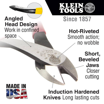 Klein Tools D2000-49 2000 Series 9 inch Angled-Head Diagonal-Cutting Pliers showing features