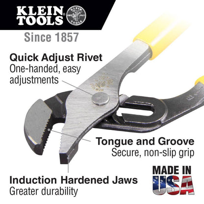 Klein Tools D502-10 10-inch Pump Pliers showing features