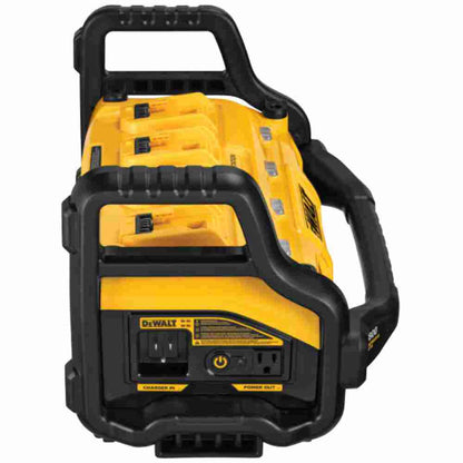 DeWalt DCB1800B 1800 Watt Portable Power Station and Simultaneous Battery Charger (Tool Only) showing plugs and switch for generator and charger