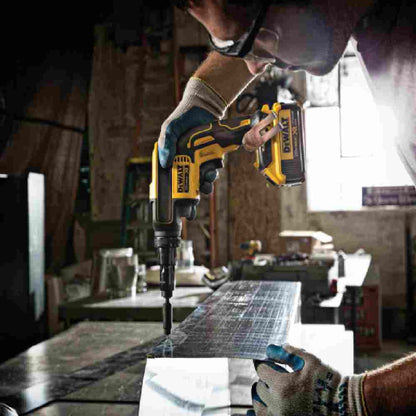 DeWalt DCF622B 20V MAX XR Cordless Versa-Clutch Adjustable Torque Screw Gun (Tool Only) showing driving screws through sheet metal into steel studs