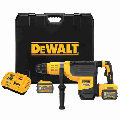 DeWalt DCH775X2 60V MAX Cordless Brushless 2 inch SDS Max Combination Rotary Hammer Drill Kit showing what included in the kit