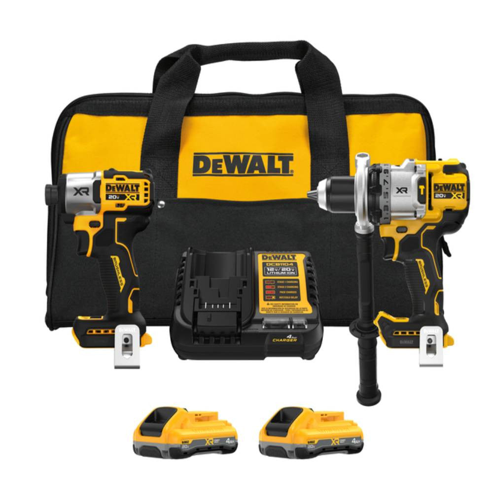 DeWalt DCK2101QQ2 20V MAX 2-Tool Cordless Brushless 1/2in Hammer Drill / Driver & 1/4in Impact Driver Combo Kit