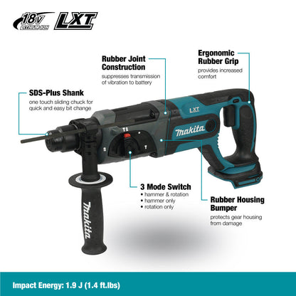 Makita DHR241Z 18V 15/16 Inch Cordless Rotary Hammer Drill (Tool Only)