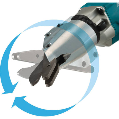 Makita DJS800Z 18V LXT Cordless Brushless Fibre Cement Shears (Tool Only) showing the swivel capability