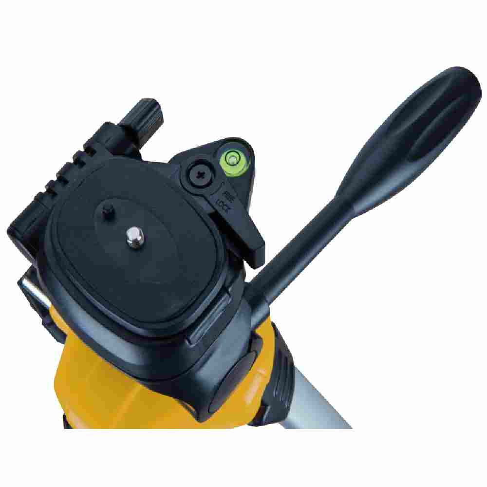 DeWalt DW0881T Laser Tripod with Tilting Head showing with removable laser mount and level on tripod